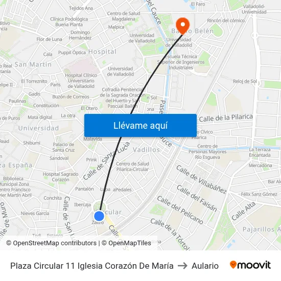 Plaza Circular 11 Iglesia Corazón De María to Aulario map