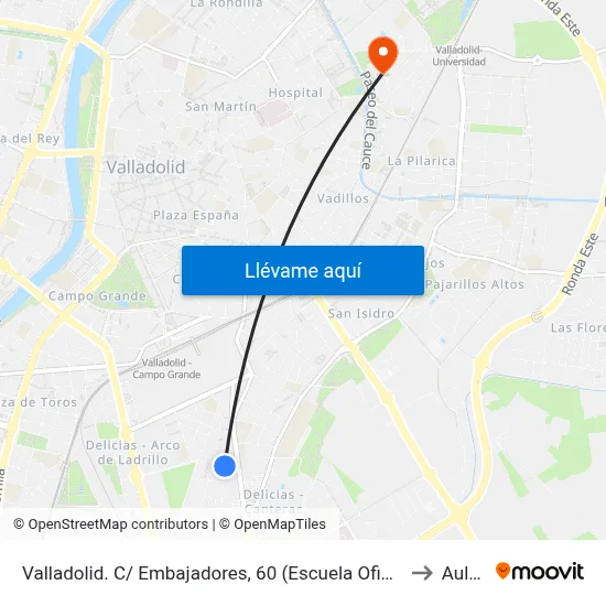 Valladolid. C/ Embajadores, 60 (Escuela Oficial De Idiomas) to Aulario map