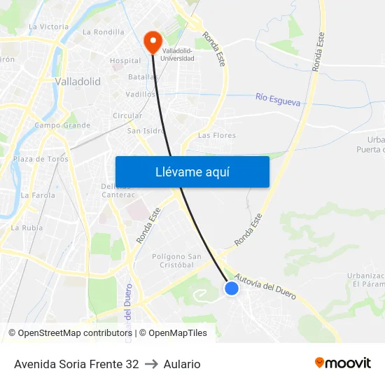 Avenida Soria Frente 32 to Aulario map