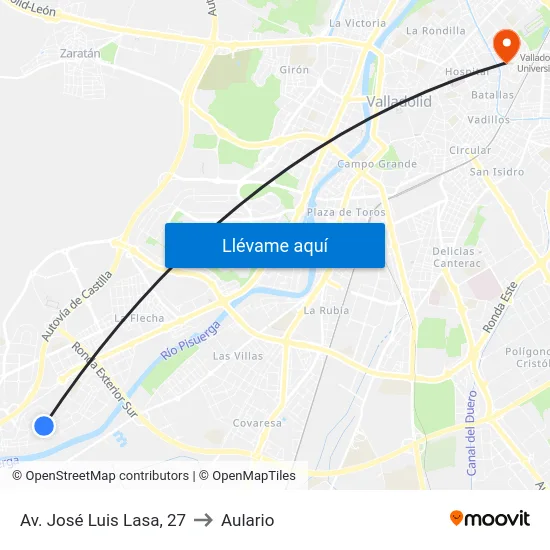 Arroyo De La Encomienda. Av. José Luis Lasa, 27 to Aulario map