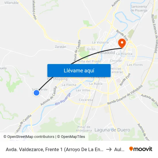 Avda. Valdezarce, Frente 1 (Arroyo De La Encomienda) to Aulario map