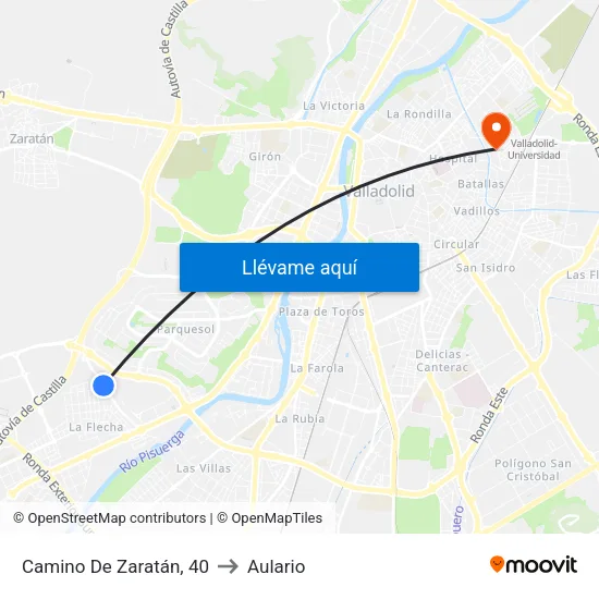 Arroyo De La Encomienda. C.º Zaratán, 40a to Aulario map