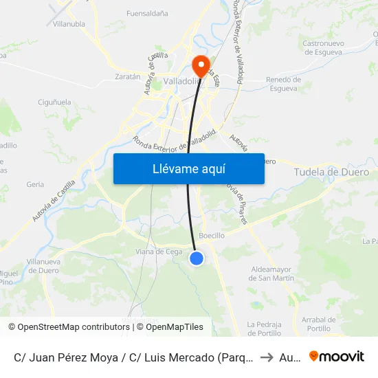 C/ Juan Pérez Moya / C/ Luis Mercado (Parque Tecnológico Boecillo) to Aulario map