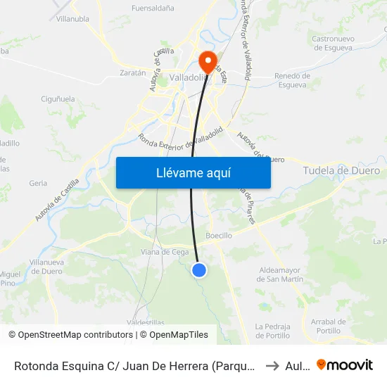 Rotonda Esquina C/ Juan De Herrera (Parque Tecnológico Boecillo) to Aulario map