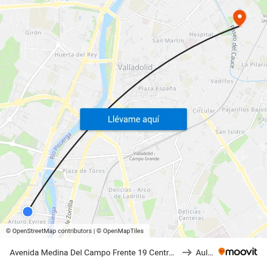 Avenida Medina Del Campo Frente 19 Centro Salud Arturoeyríes to Aulario map