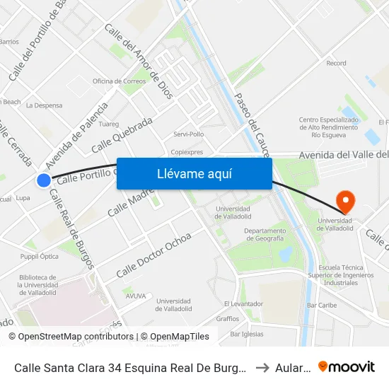 Calle Santa Clara 34 Esquina Real De Burgos to Aulario map
