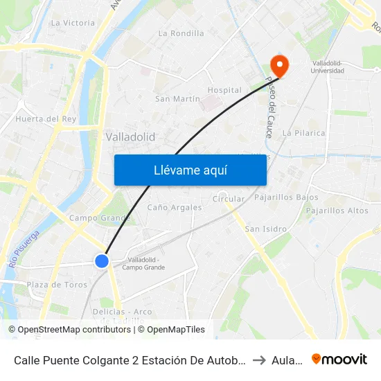 Calle Puente Colgante 2 Estación De Autobuses to Aulario map