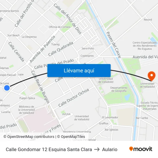 Calle Gondomar 12 Esquina Santa Clara to Aulario map
