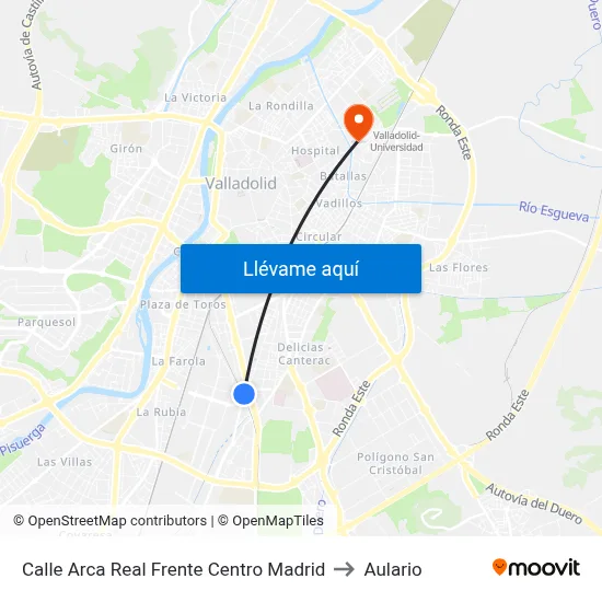 Calle Arca Real Frente Centro Madrid to Aulario map