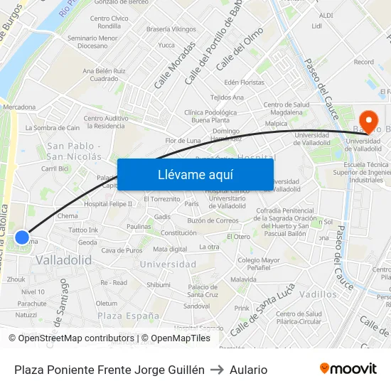 Plaza Poniente Frente Jorge Guillén to Aulario map