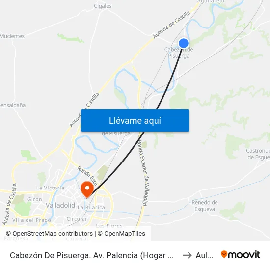 Cabezón De Pisuerga. Av. Palencia (Hogar Del Jubilado) to Aulario map