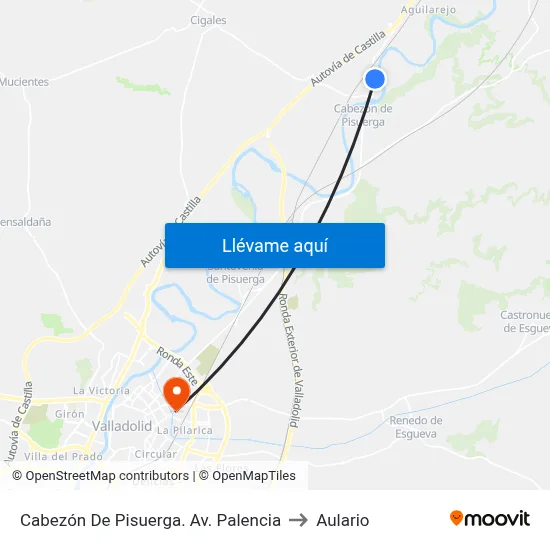Cabezón De Pisuerga. Av. Palencia to Aulario map