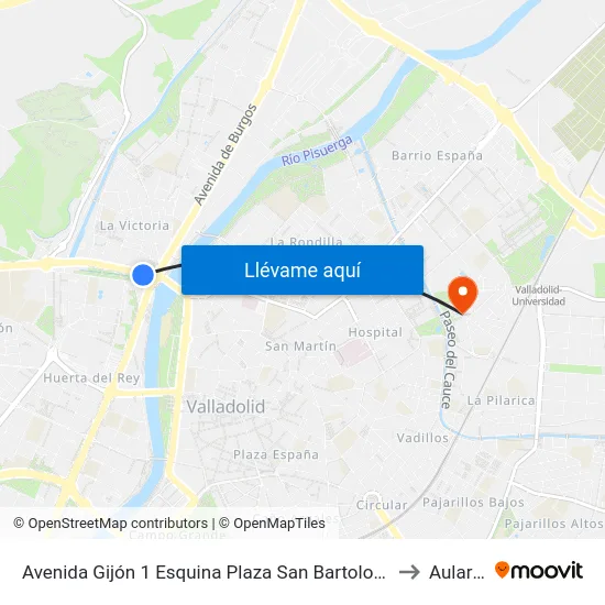 Avenida Gijón 1 Esquina Plaza San Bartolomé to Aulario map