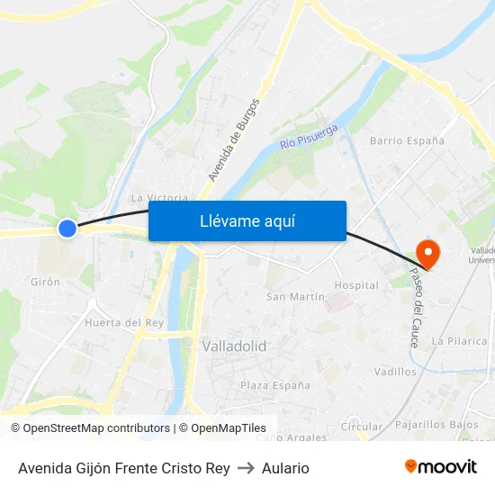 Avenida Gijón Frente Cristo Rey to Aulario map