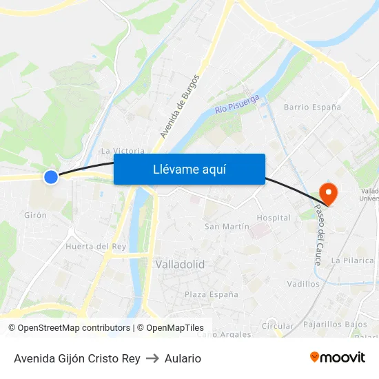 Avenida Gijón Cristo Rey to Aulario map
