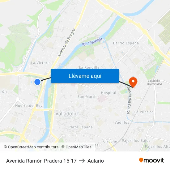 Avenida Ramón Pradera 15-17 to Aulario map