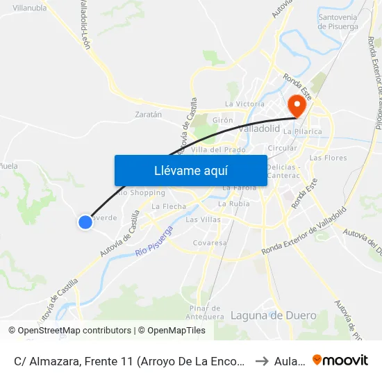 C/ Almazara, Frente 11 (Arroyo De La Encomienda) to Aulario map