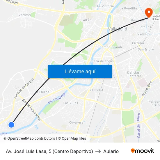 Arroyo De La Encomienda. Av. José Luis Lasa (C.D. La Vega) to Aulario map