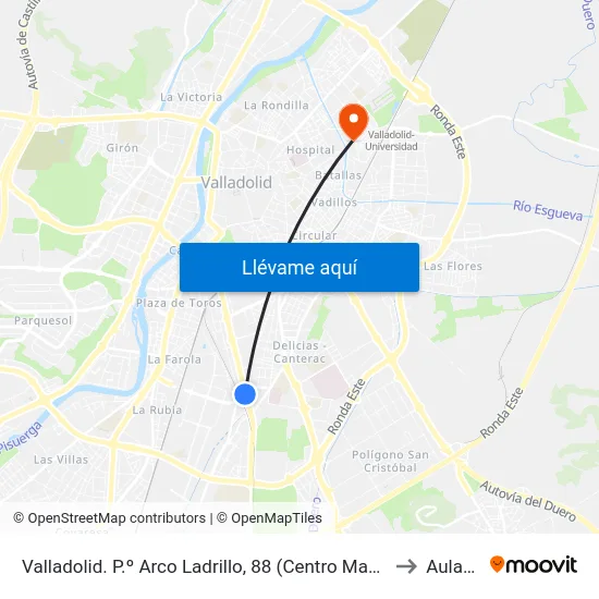 Valladolid. P.º Arco Ladrillo, 88 (Centro Madrid) to Aulario map