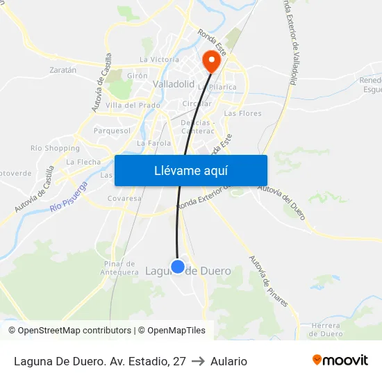 Laguna De Duero. Av. Estadio, 27 to Aulario map