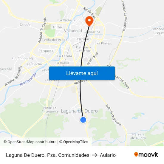 Laguna De Duero. Pza. Comunidades to Aulario map