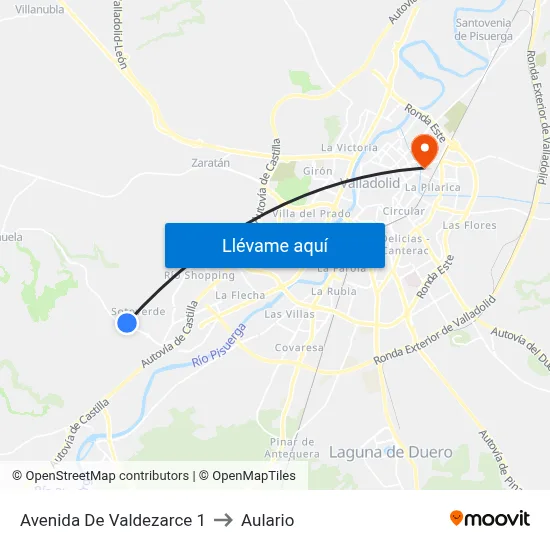 Avenida De Valdezarce 1 to Aulario map