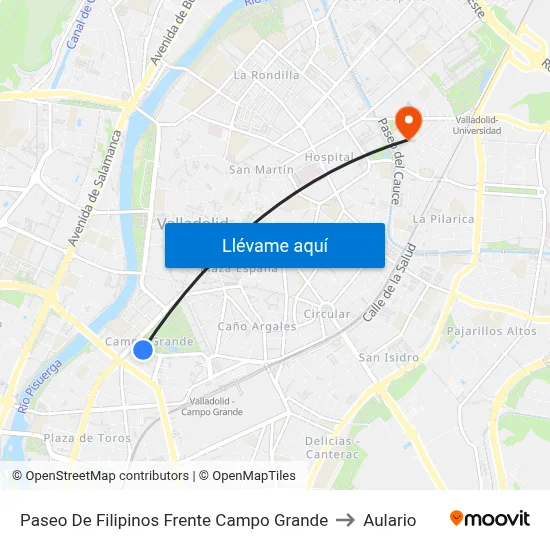 Paseo De Filipinos Frente Campo Grande to Aulario map