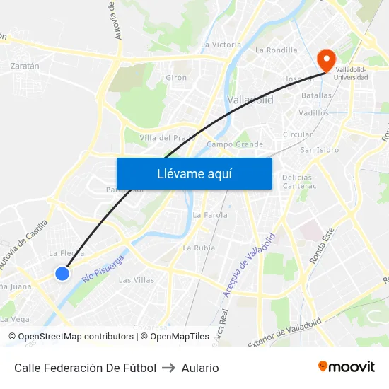 Calle Federación De Fútbol to Aulario map