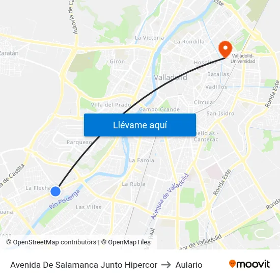 Avenida De Salamanca Junto Hipercor to Aulario map