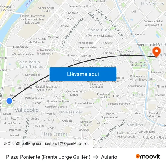 Plaza Poniente (Frente Jorge Guillén) to Aulario map