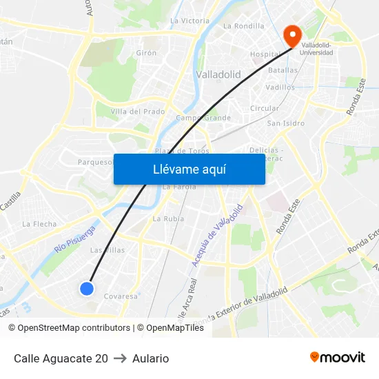 Calle Aguacate 20 to Aulario map