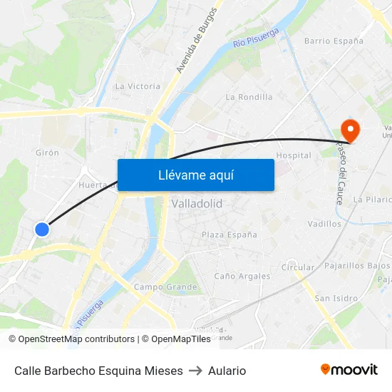 Calle Barbecho Esquina Mieses to Aulario map