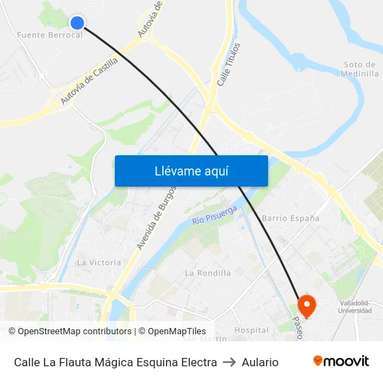 Calle La Flauta Mágica Esquina Electra to Aulario map