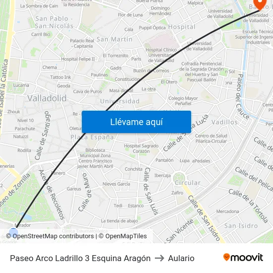 Paseo Arco Ladrillo 3 Esquina Aragón to Aulario map