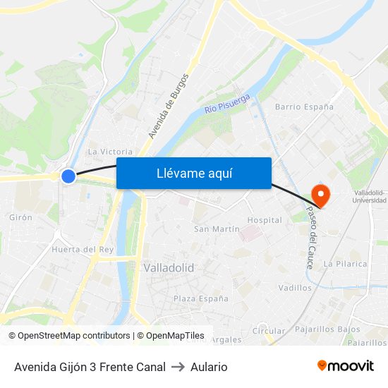 Avenida Gijón 3 Frente Canal to Aulario map