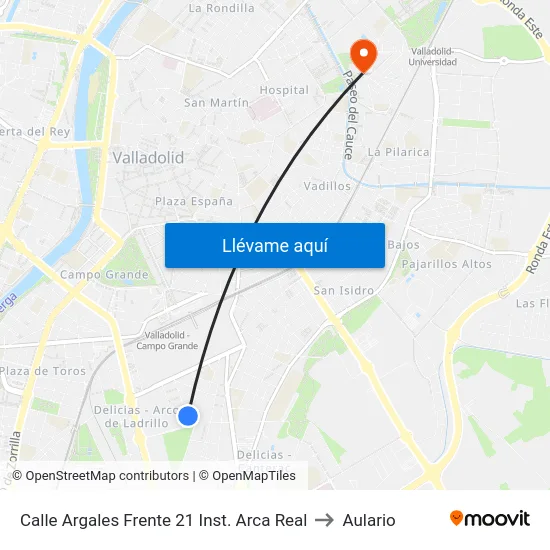 Calle Argales Frente 21 Inst. Arca Real to Aulario map
