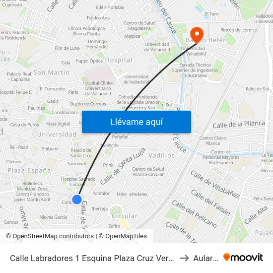 Calle Labradores 1 Esquina Plaza Cruz Verde to Aulario map