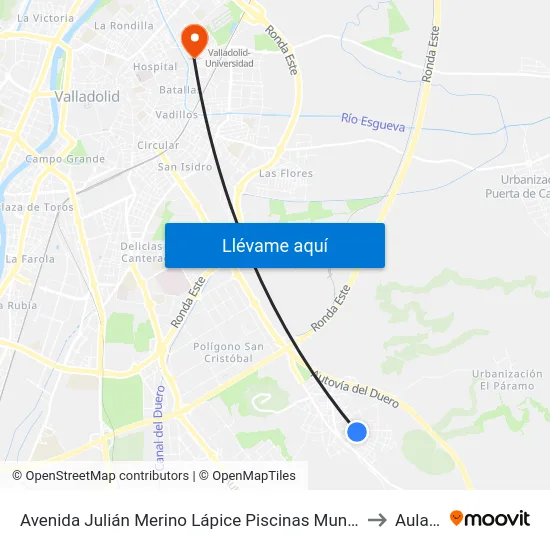 Avenida Julián Merino Lápice Piscinas Municipales to Aulario map