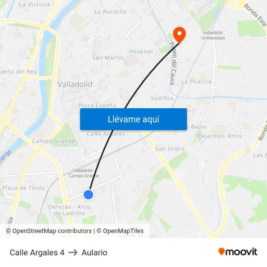 Calle Argales 4 to Aulario map