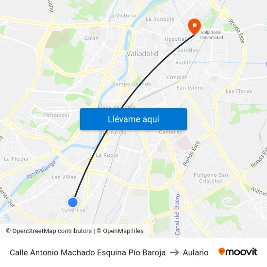 Calle Antonio Machado Esquina Pío Baroja to Aulario map