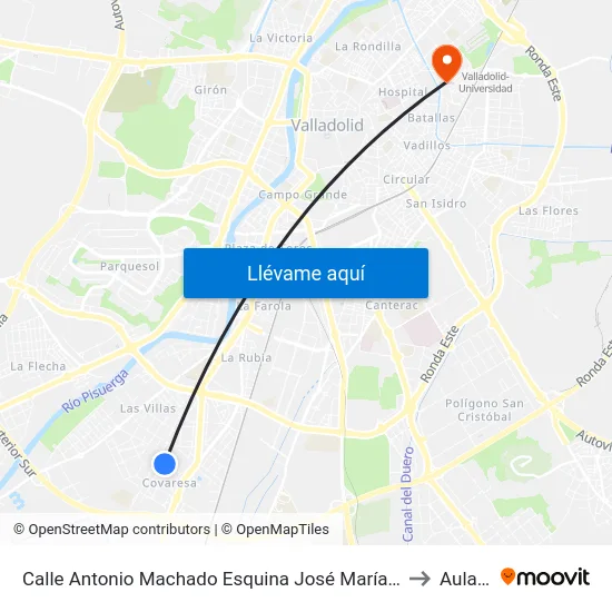 Calle Antonio Machado Esquina José María Pemán to Aulario map