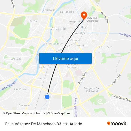 Calle Vázquez De Menchaca 33 to Aulario map