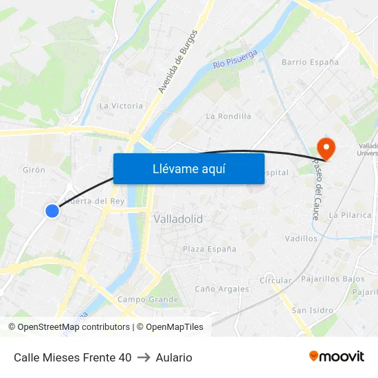 Calle Mieses Frente 40 to Aulario map