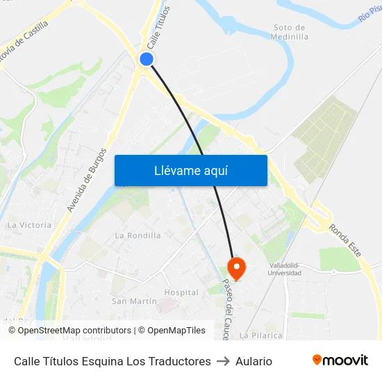 Calle Títulos Esquina Los Traductores to Aulario map