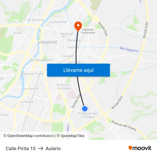 Calle Pirita 10 to Aulario map