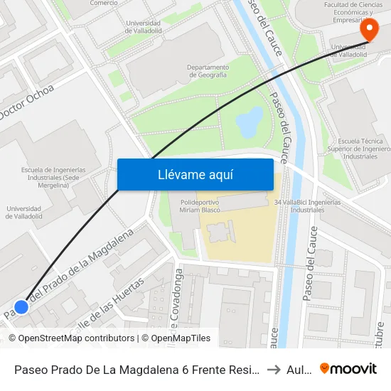 Paseo Prado De La Magdalena 6 Frente Residencia Alfonso VIII to Aulario map