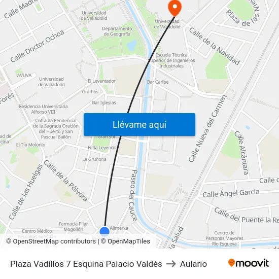 Plaza Vadillos 7 Esquina Palacio Valdés to Aulario map