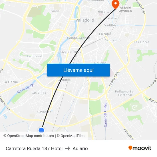 Carretera Rueda 187 Hotel to Aulario map