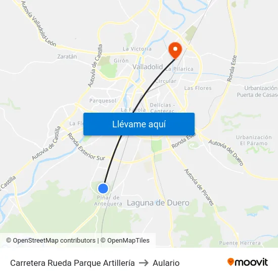 Carretera Rueda Parque Artillería to Aulario map