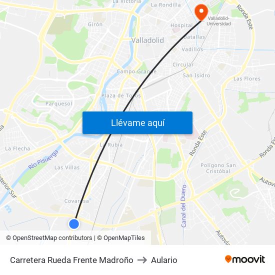 Carretera Rueda Frente Madroño to Aulario map